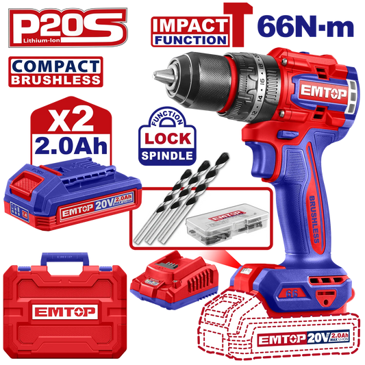 Taladro Percutor ½" 66nm EMTOP / INGCO